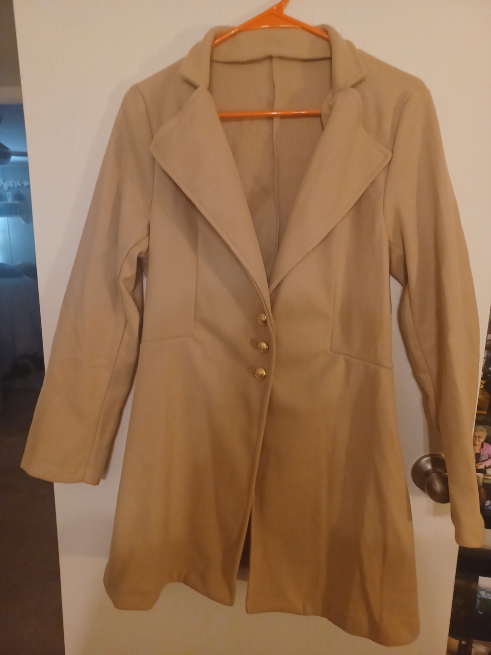 Brand New Women's Classic Single-Breasted Tan Coat